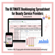 Load image into Gallery viewer, The ULTIMATE 2024/25 Bookkeeping Spreadsheet for Beauty Service Providers
