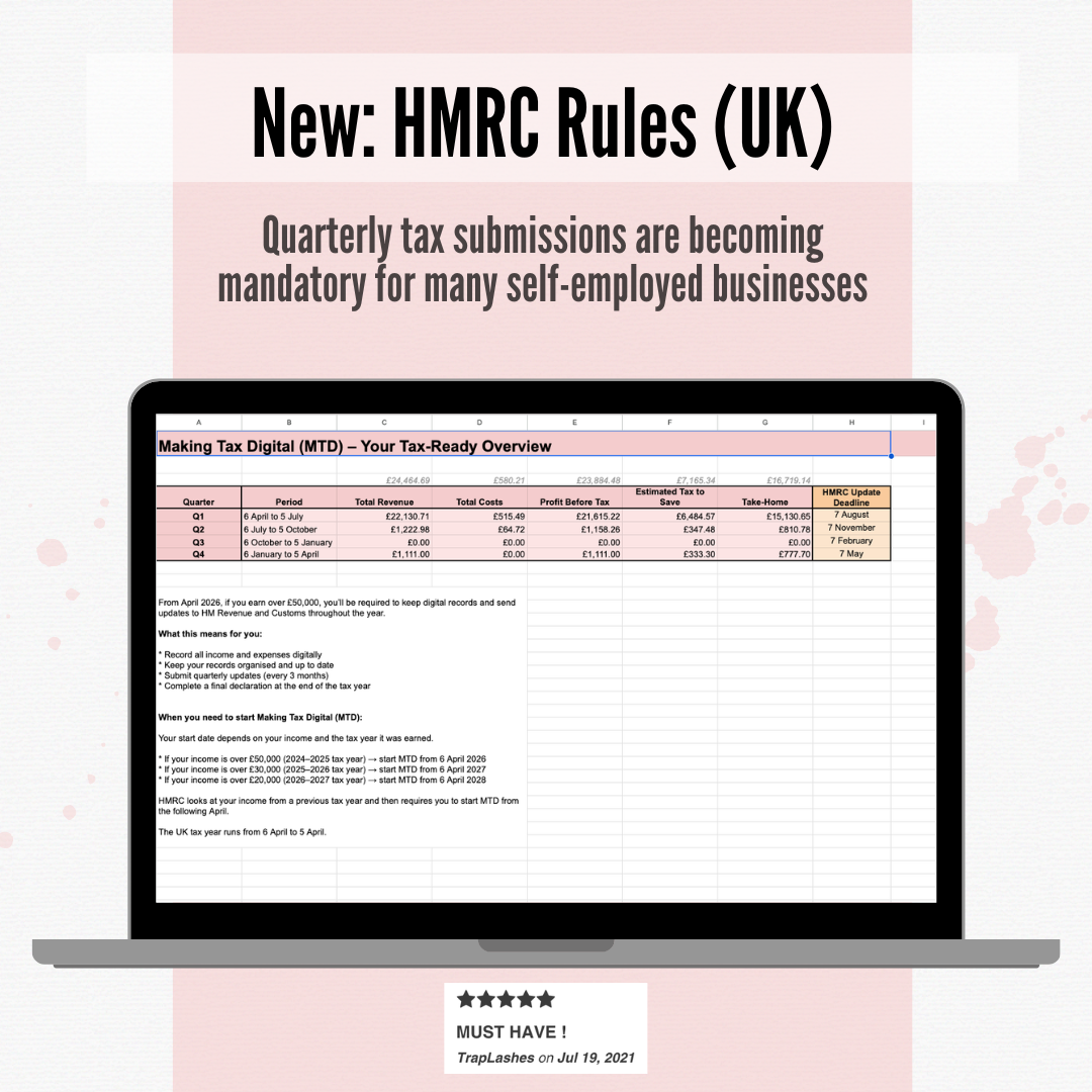 The ULTIMATE 2026/27 Bookkeeping Spreadsheet for Beauty Service Providers