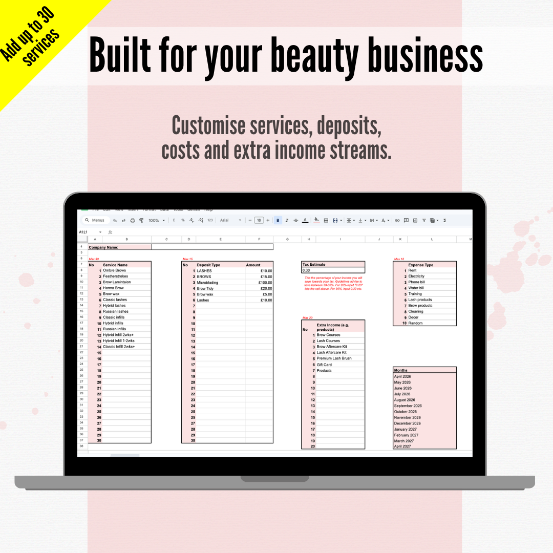 The ULTIMATE 2026/27 Bookkeeping Spreadsheet for Beauty Service Providers