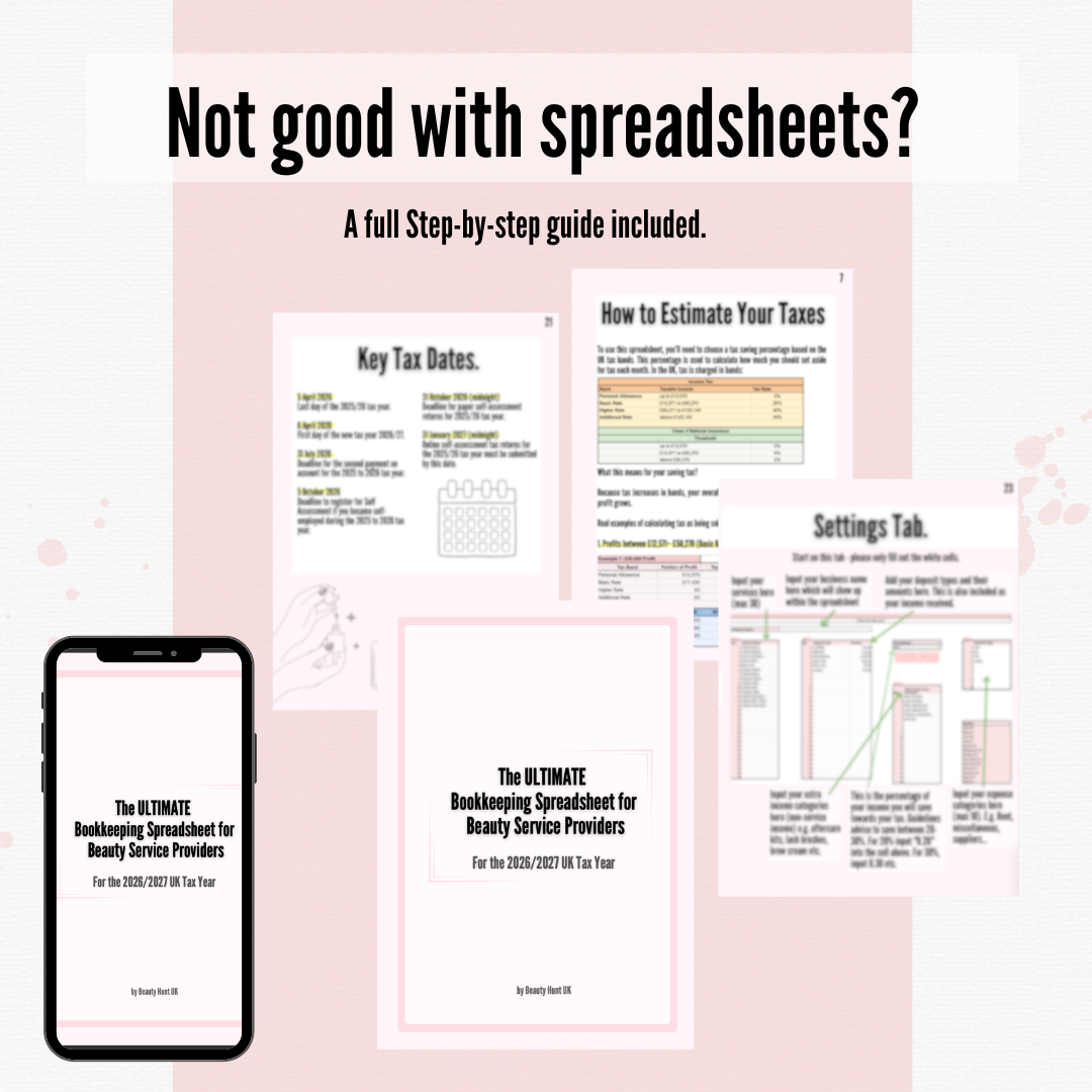 The ULTIMATE 2026/27 Bookkeeping Spreadsheet for Beauty Service Providers