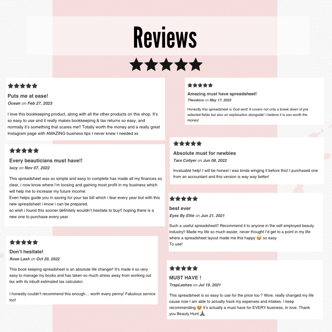 The ULTIMATE 2026/27 Bookkeeping Spreadsheet for Beauty Service Providers